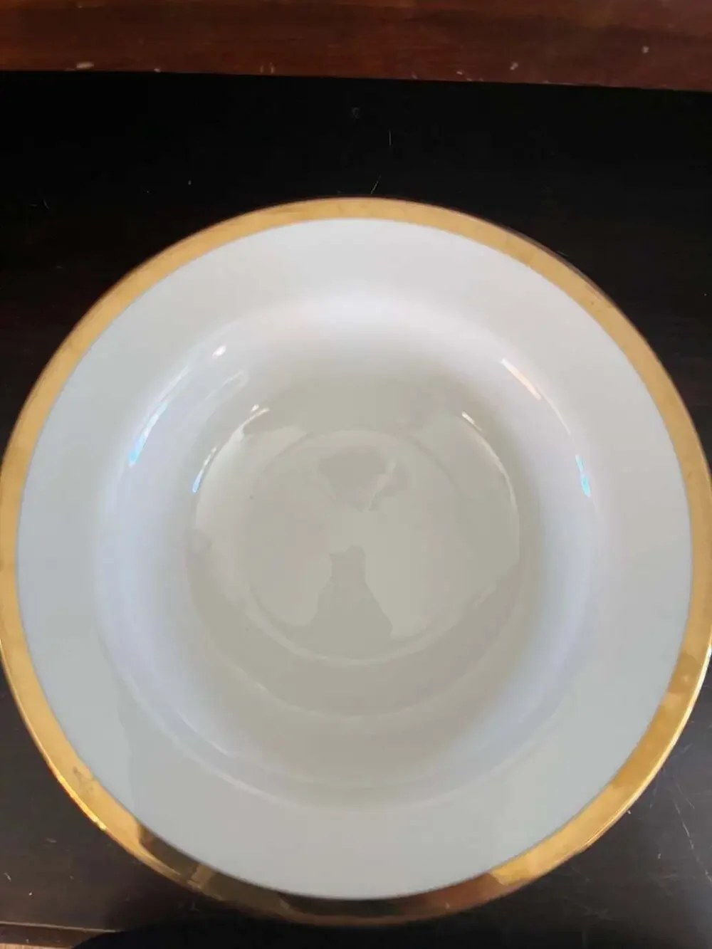 Set of 8 Pier 1 Gold Band Porcelain Soup Bowls